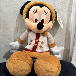 Disney Minnie Plush with Black Ears and Tan Hood